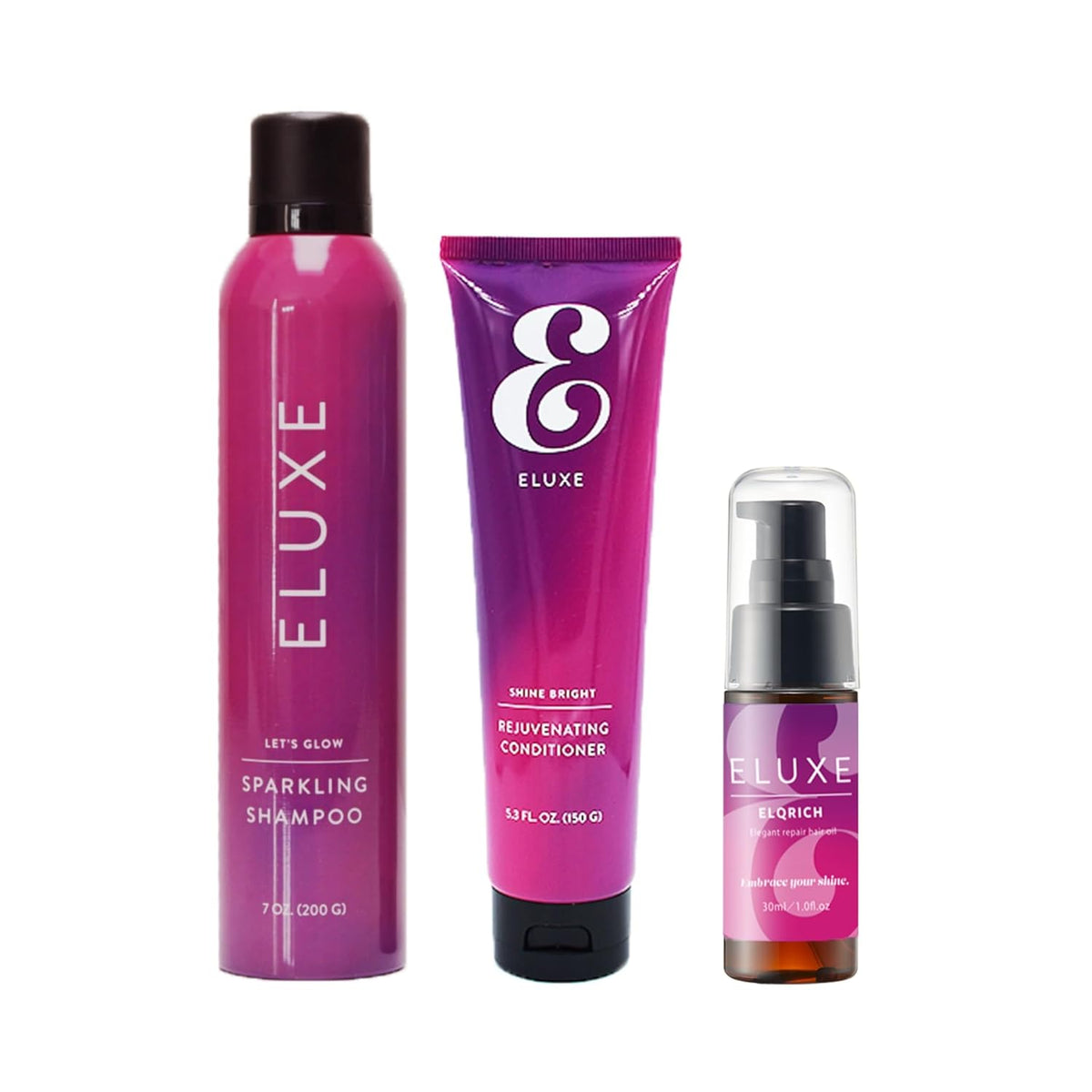 ELUXE Hair Repair Kit - Carbonic Acid Shampoo, Conditioner, and Repairing Hair Oil - Anti-Frizz Formula, Hair Repair for Thicker, Fuller, and Healthier Hair - Suitable for All Hair Types