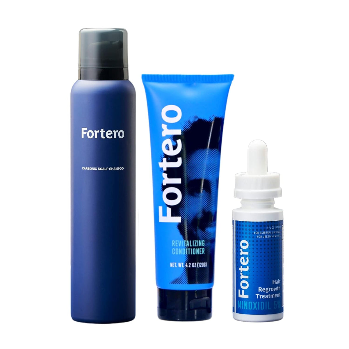 Fortero Hair Restoration System Bundle - Shampoo, Conditioenr & Minoxidil 5%